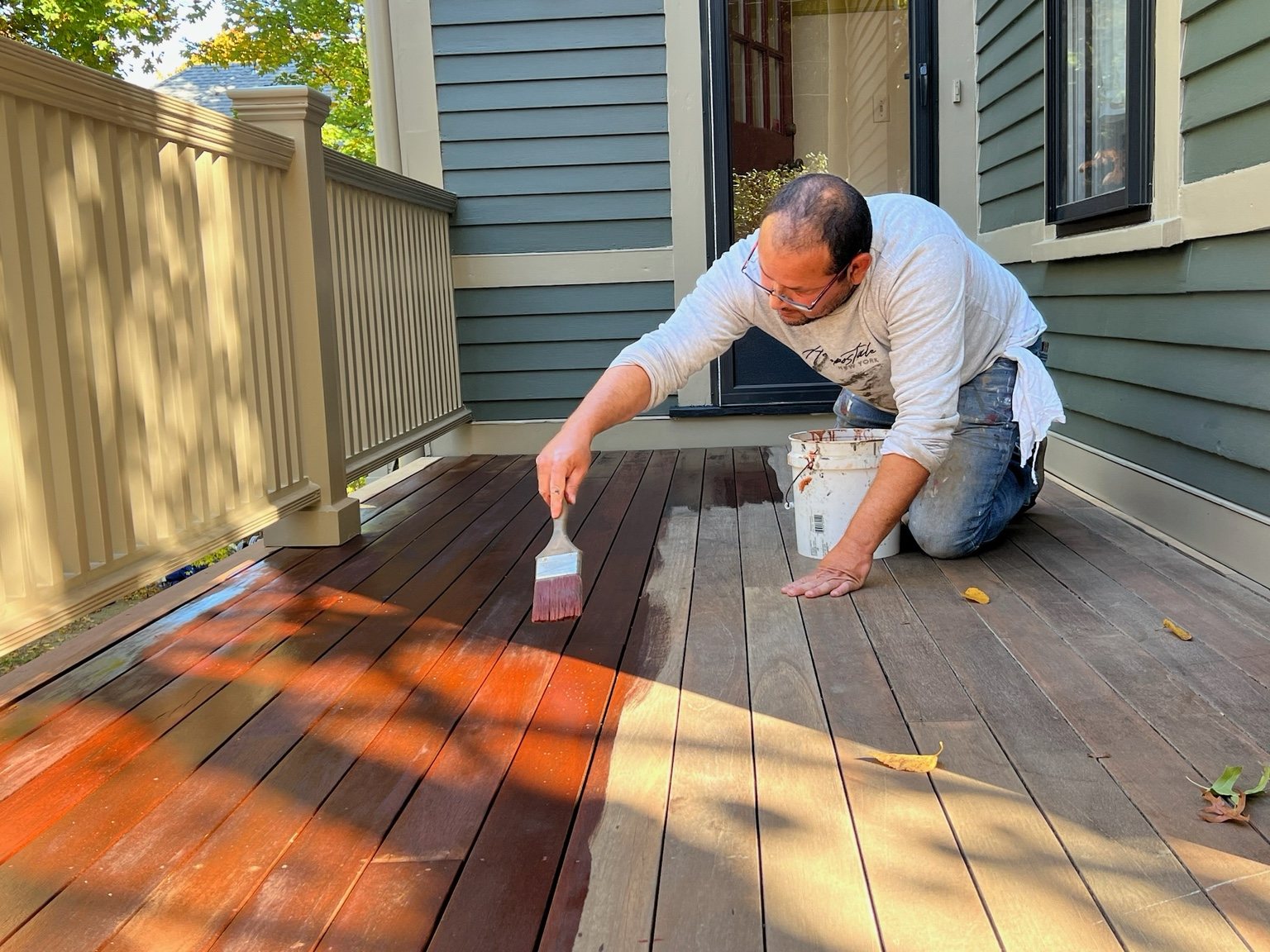 Professional deck staining and painting work